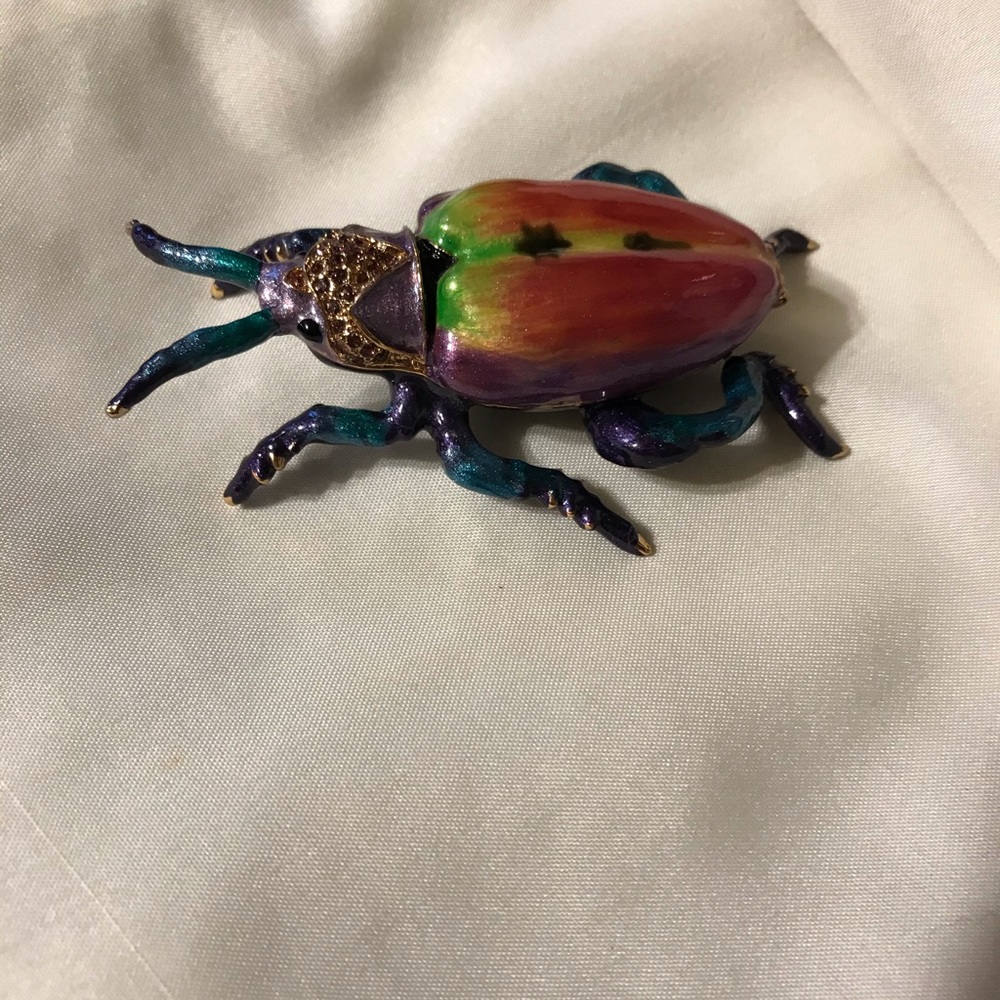 Metal Enamel Insect Bug Ring Box Holder NWT